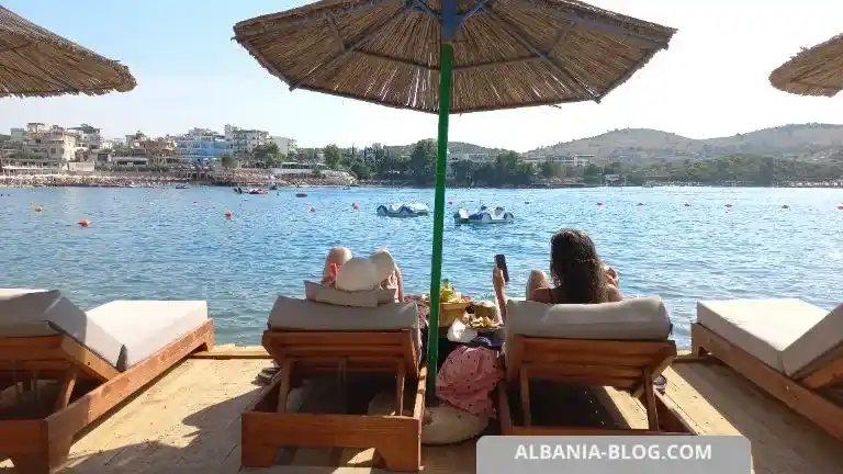 Romantic couple on holiday in Albania by the sea