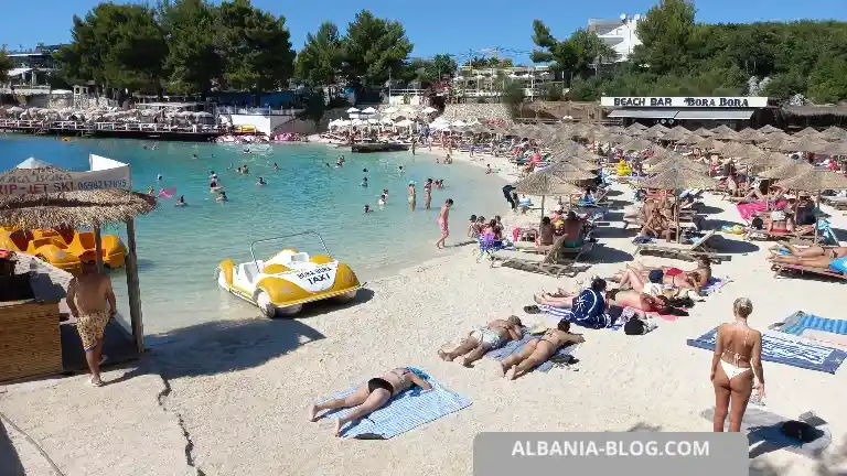 Bora Bora Beach panorama in Ksamil Albania