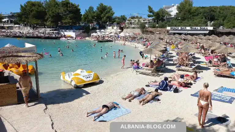 Bora Bora Beach panorama in Ksamil Albania