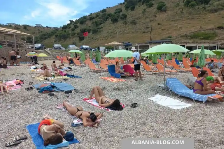 Public beach area at Mirror Beach near Ksamil