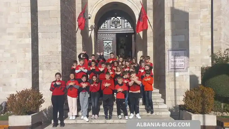 Entrance to Kruja Castle, Albania, on November 26, 2025